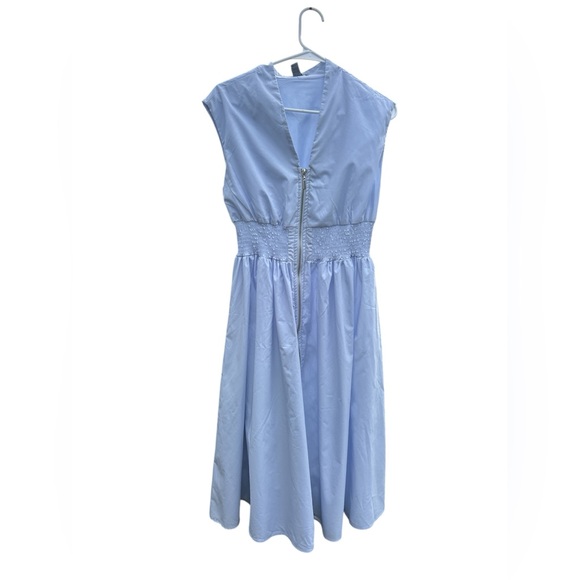Love X Design Blue Smocked Waist Midi Dress - Chic Summer Event Guest - Size M - Picture 4 of 11